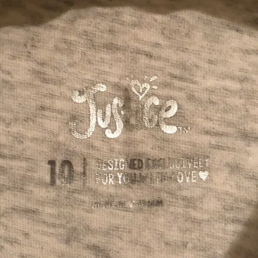 Justice 10 Gray Sleeveless Tank Unicorn Rainbow Glitter Radiate Positivity